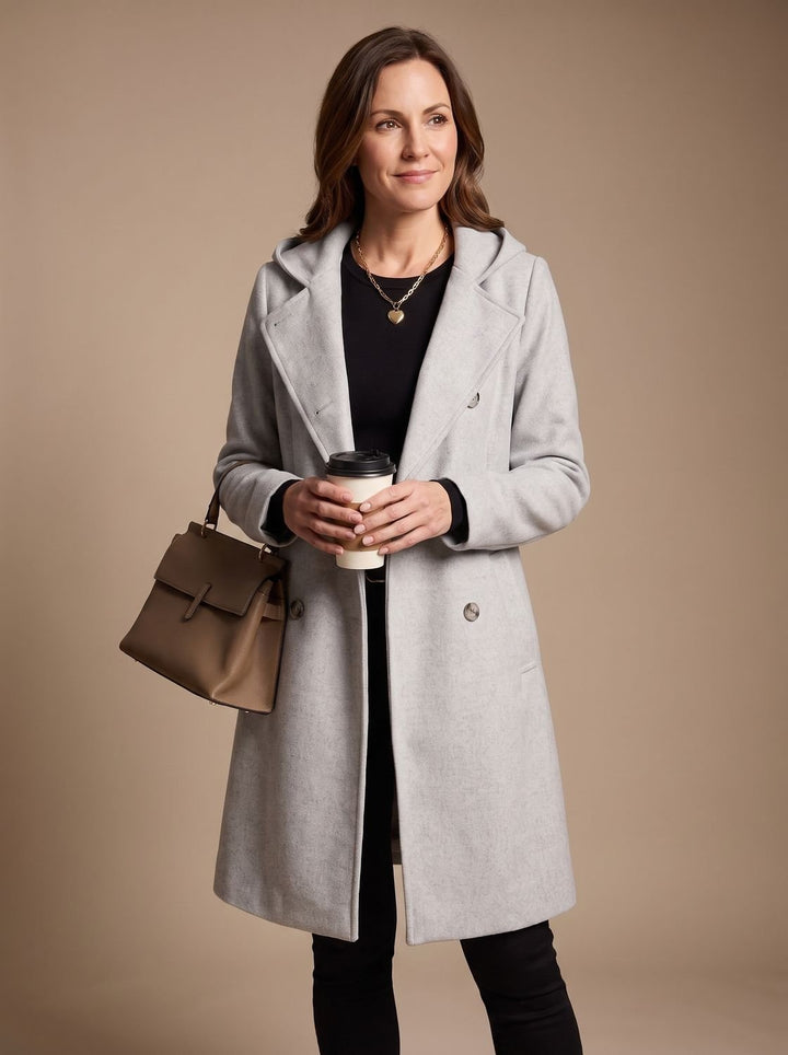 Cosette™ | Women's Double Breasted Midi Coat with Lapel Collar