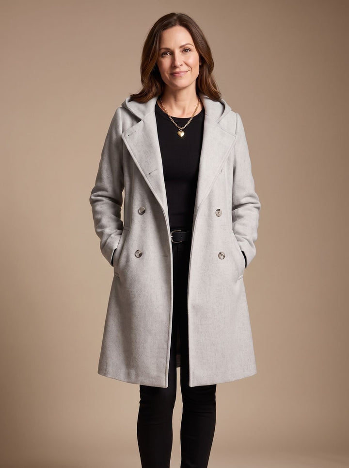 Cosette™ | Women's Double Breasted Midi Coat with Lapel Collar