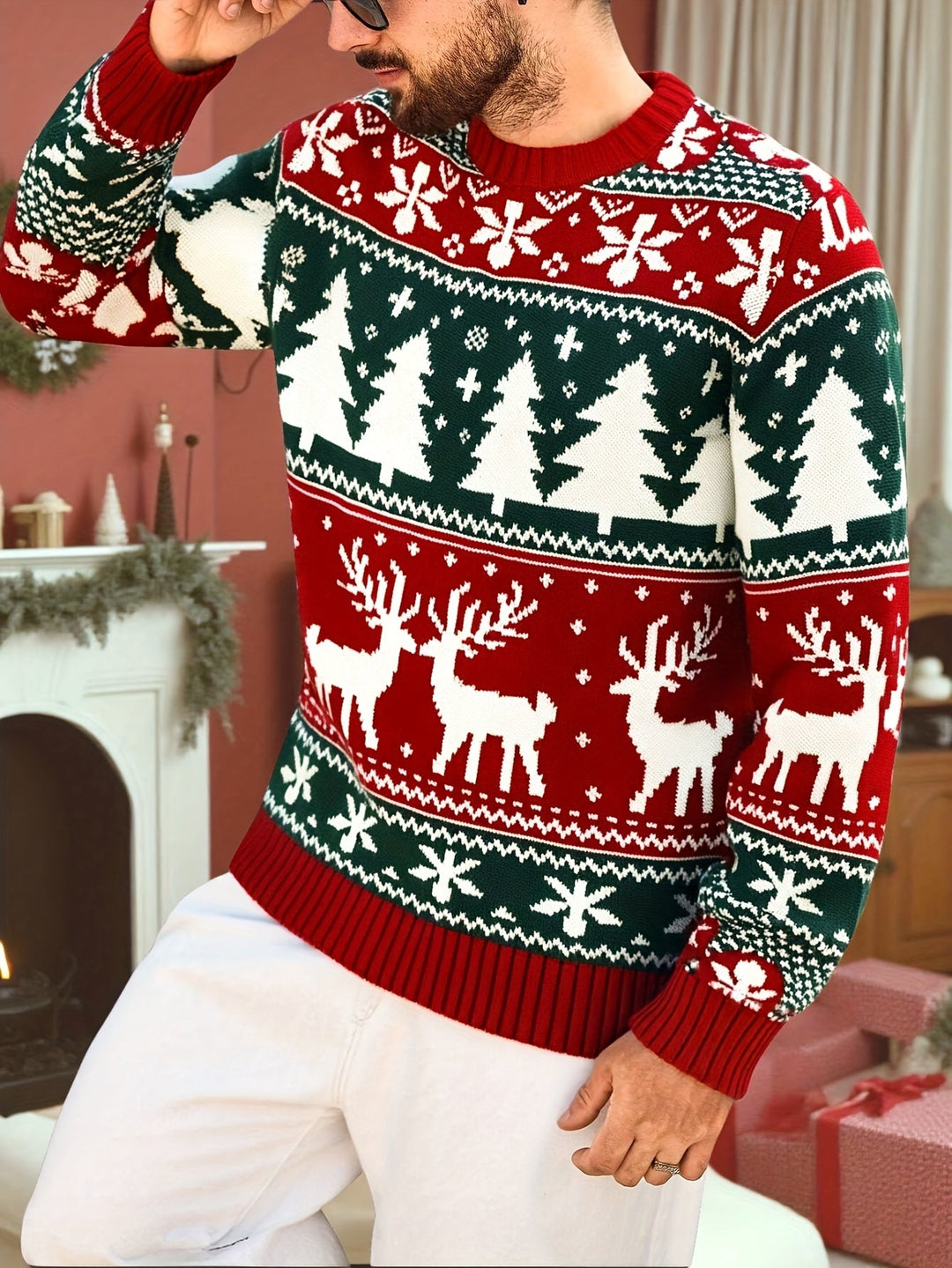 Bennet™ | Men's Christmas Reindeer Knit Sweater with Crew Neck