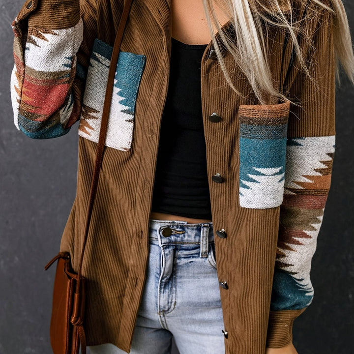 Marigold™ | Women's Southwestern Patterned Shirt Jacket with Snap Front