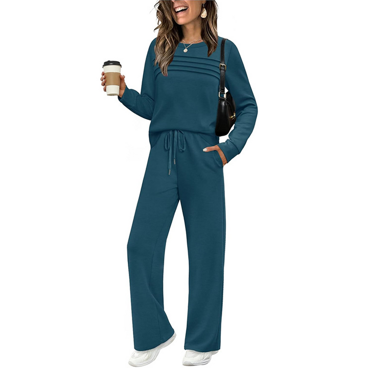 Saya™ | Elegant Set with Round Neck Top & Drawstring Trousers