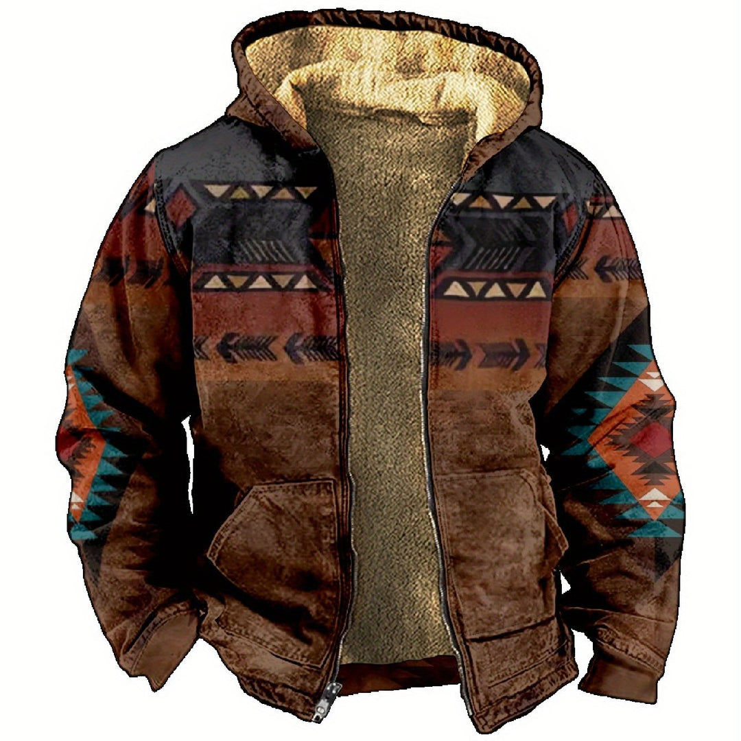 Braxton™ | Men's Southwestern Hooded Zip Jacket with Plush Lining