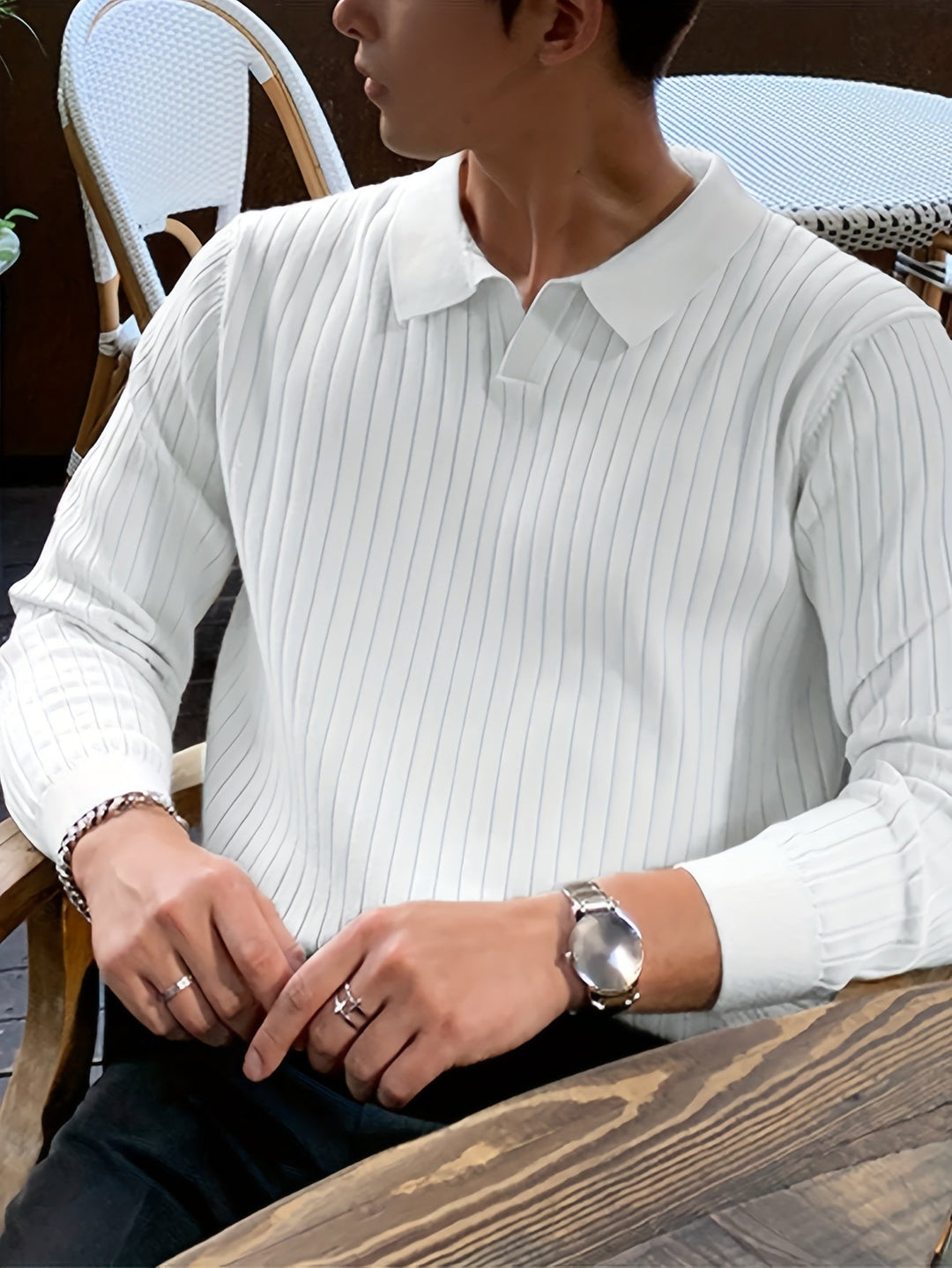 Chase™ | Men's Ribbed Collared V Neck Sweater