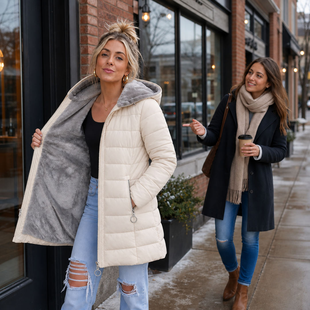 Clotilde™ | Women's Quilted Hooded Puffer Coat with Padded Lining