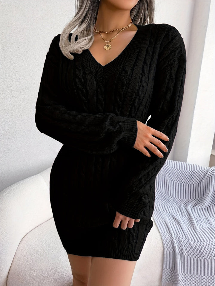 Emmeline™ | Women's Cable-Knit Peplum Sweater Dress