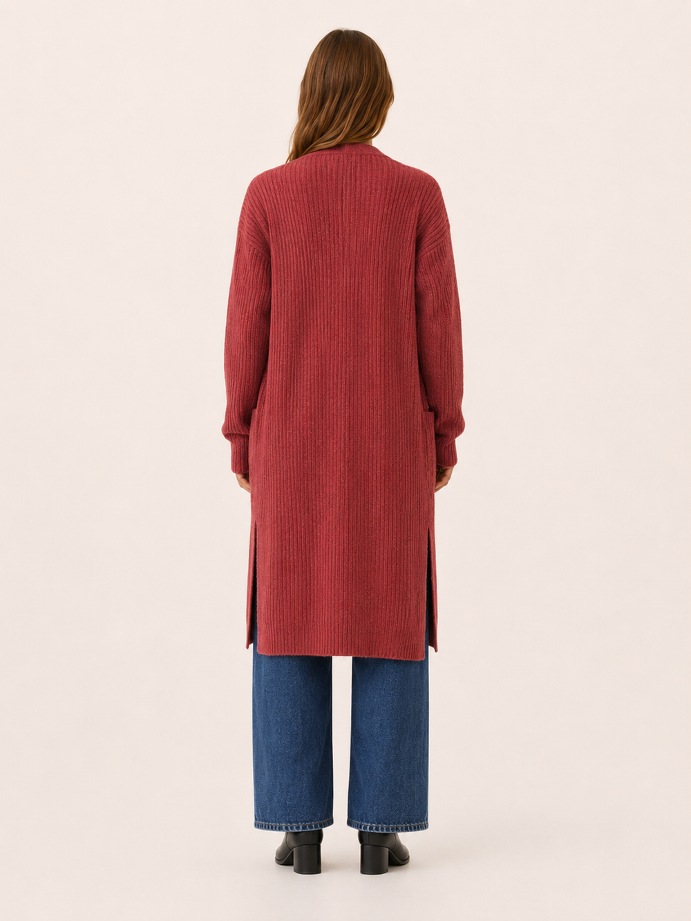 Delphine™ | Calf-Length Open-Front Cardigan with Pockets