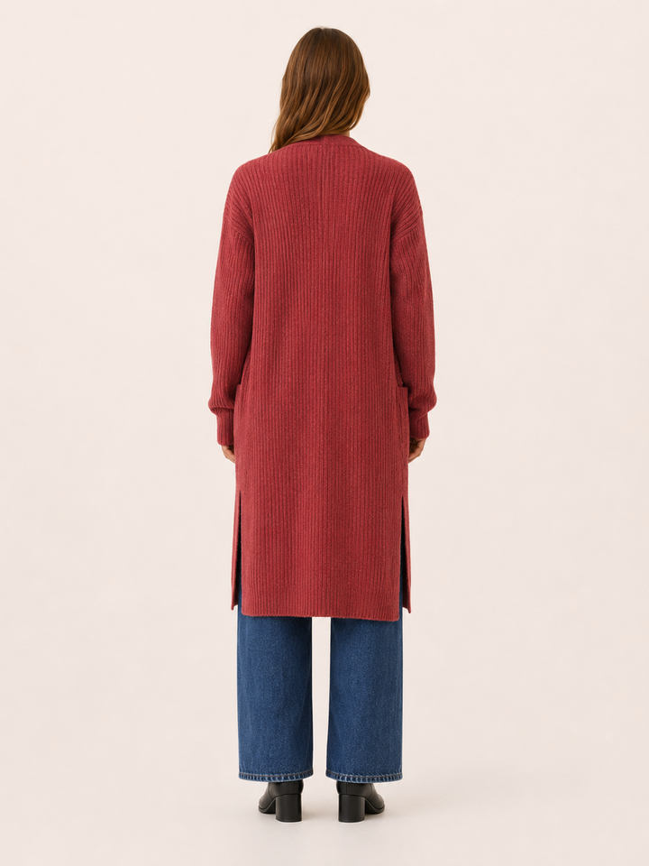 Delphine™ | Calf-Length Open-Front Cardigan with Pockets