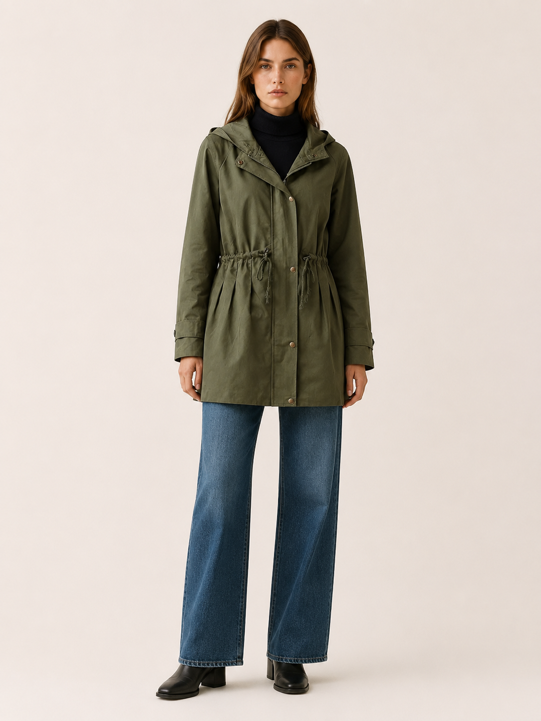 Delphine™ | Hooded Trench Coat with Drawstring Waist