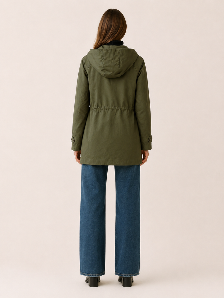 Delphine™ | Hooded Trench Coat with Drawstring Waist