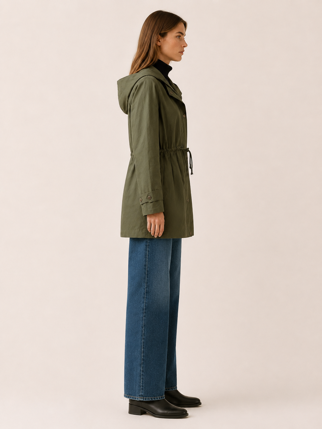 Delphine™ | Hooded Trench Coat with Drawstring Waist