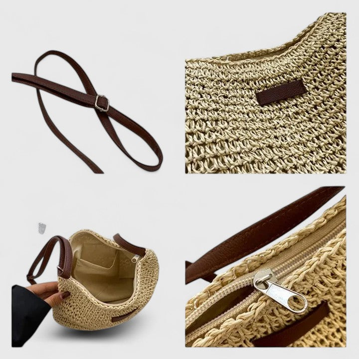 Margaux™ | Handwoven Raffia Shoulder Bag