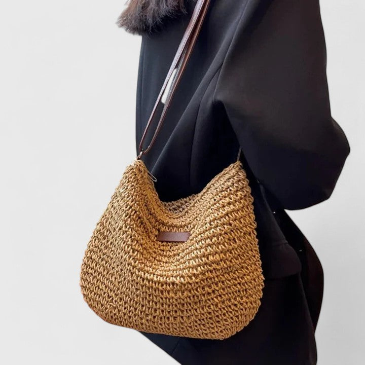 Margaux™ | Handwoven Raffia Shoulder Bag
