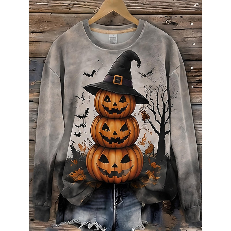 Dulcie™ | Women's Halloween Striped Cat Print Sweatshirt