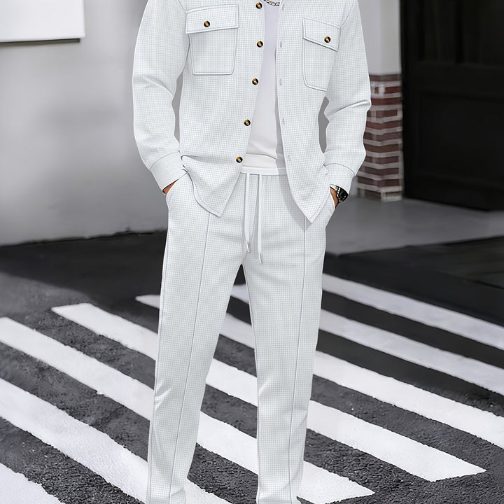 Valerian™ | Men's Two Piece Set with Button Front Shirt Jacket and Drawstring Trousers
