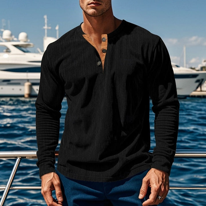 Anders™ | Men's Ribbed Long Sleeve Henley Shirt