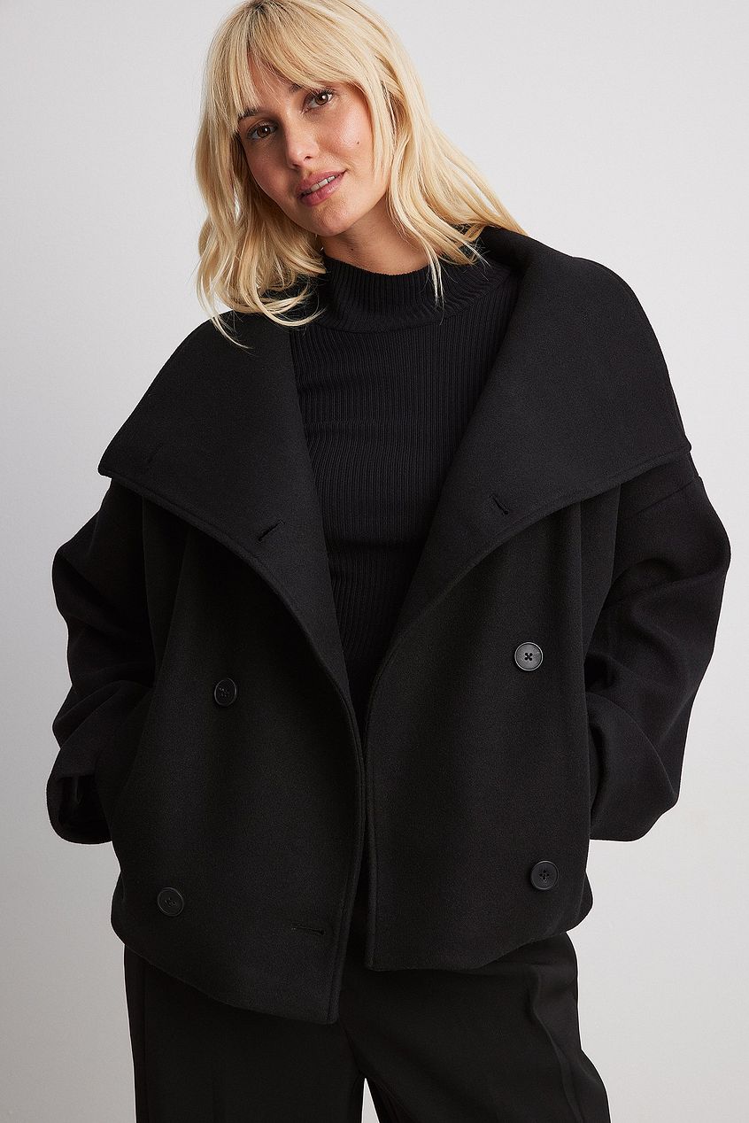 Hermine™ | Women's Short Double-Breasted Coat with Wide Collar