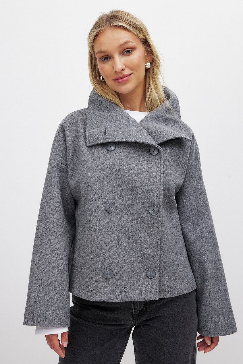 Hermine™ | Women's Short Double-Breasted Coat with Wide Collar