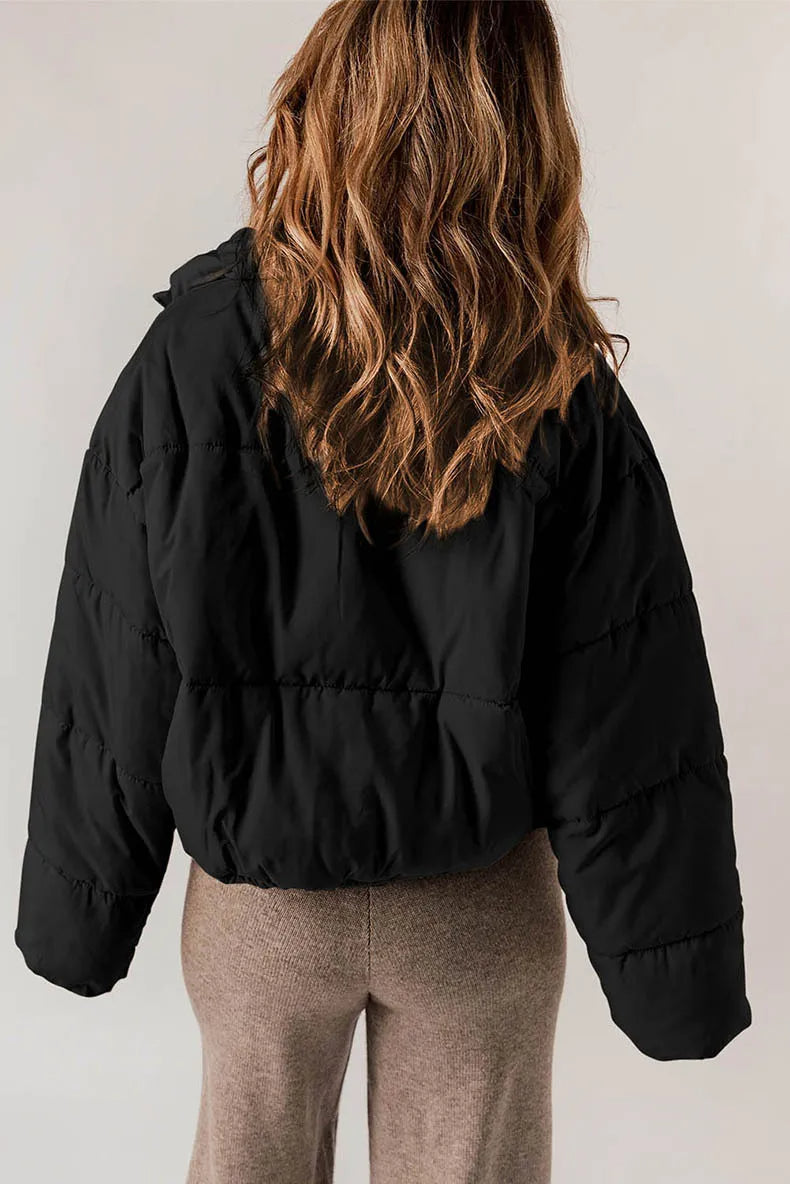 Jovana™ | Women's Oversized High Collar Puffer Jacket with Drawcord Hem