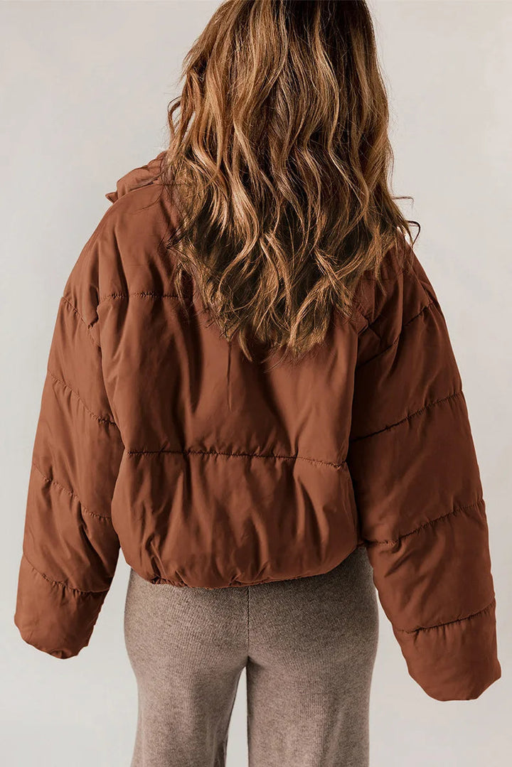 Jovana™ | Women's Oversized High Collar Puffer Jacket with Drawcord Hem