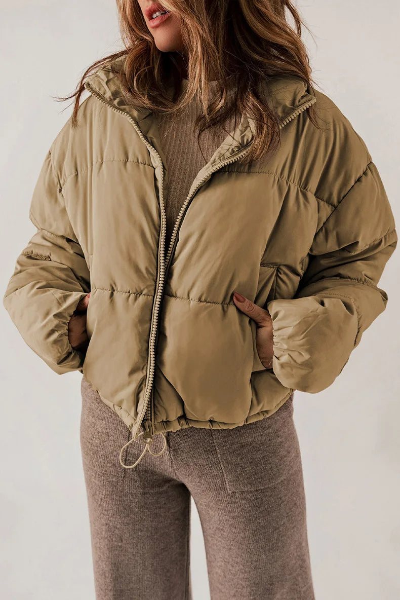 Jovana™ | Women's Oversized High Collar Puffer Jacket with Drawcord Hem