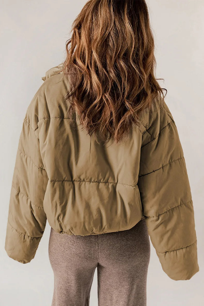 Jovana™ | Women's Oversized High Collar Puffer Jacket with Drawcord Hem