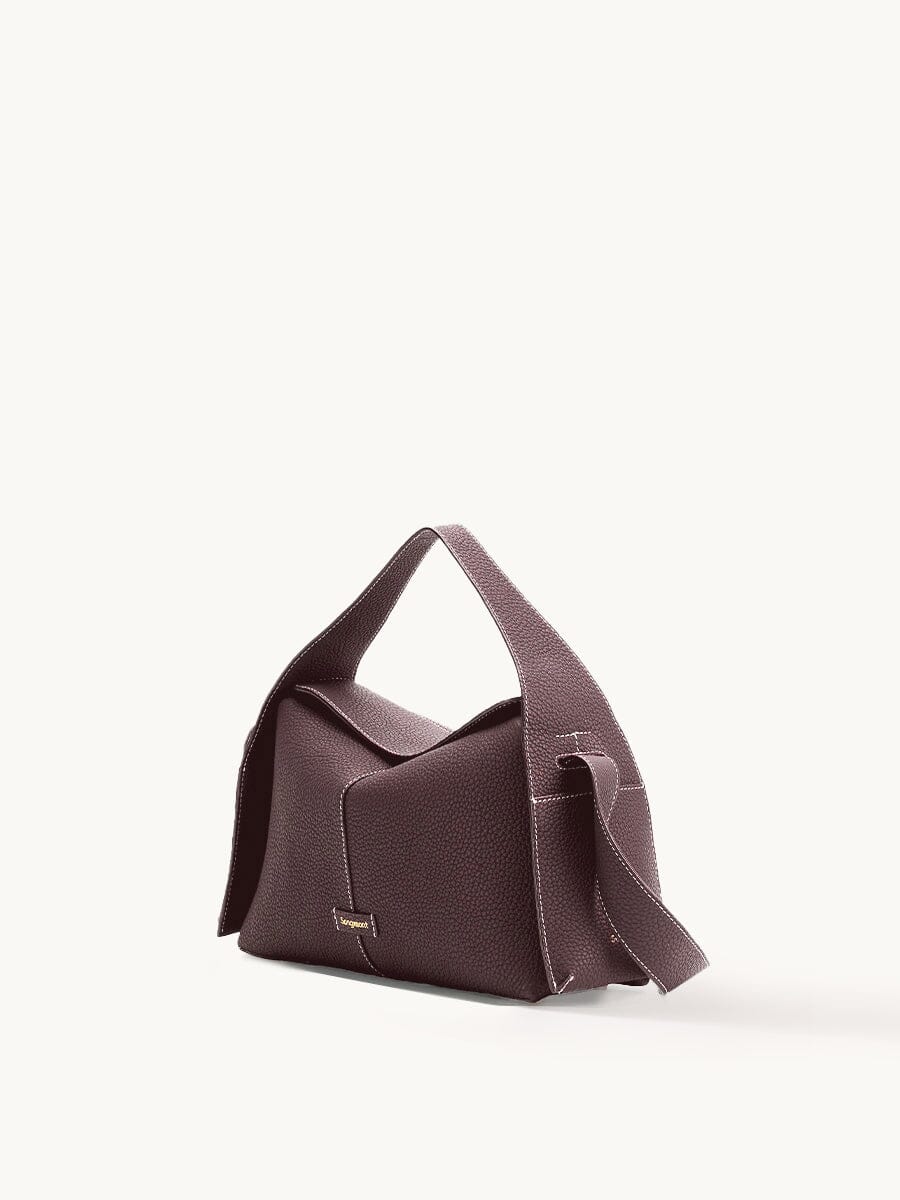 Roxane™ | Curved Leather Shoulder Bag – Burgundy