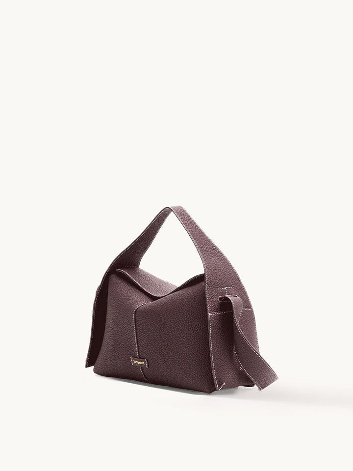 Roxane™ | Curved Leather Shoulder Bag – Burgundy