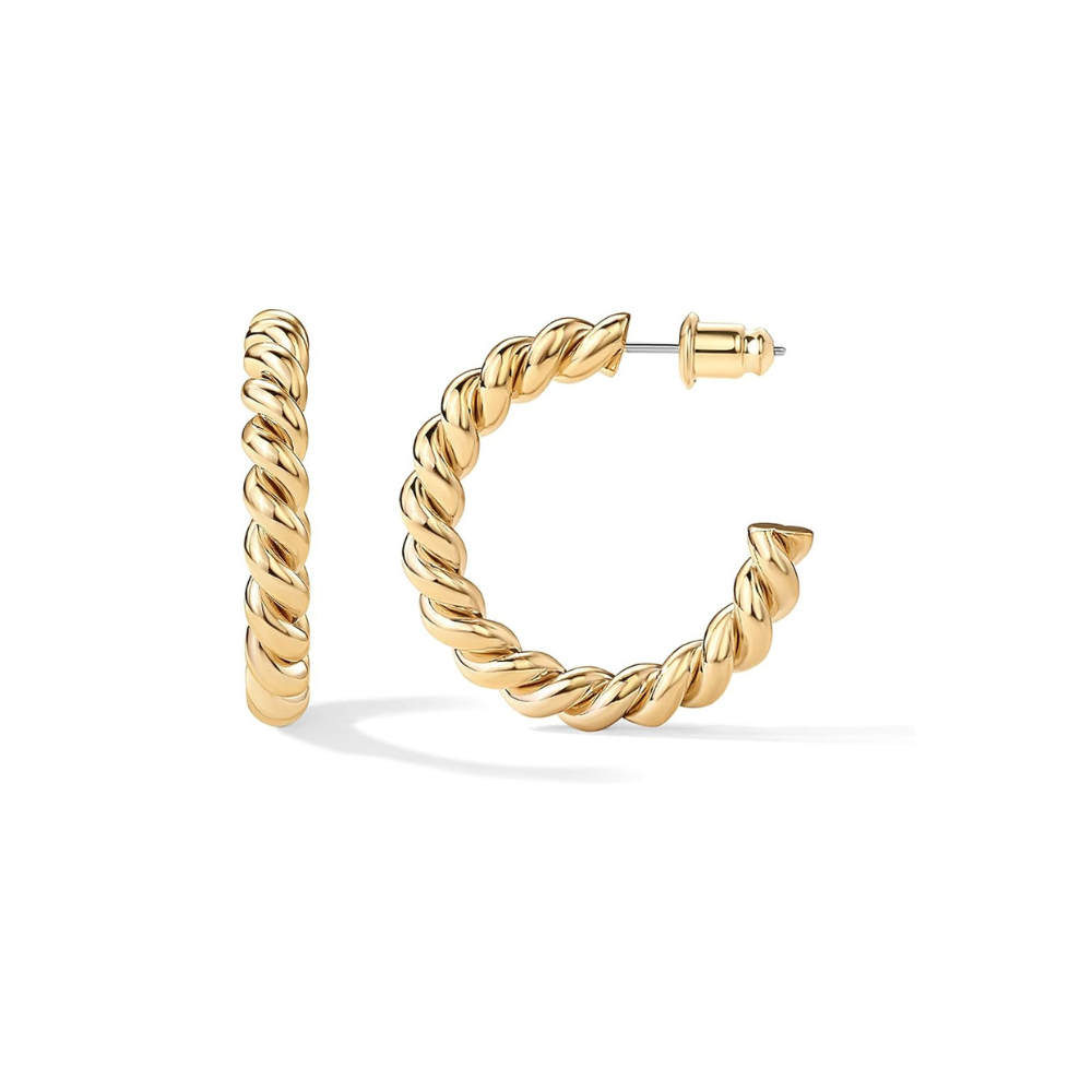 Twisted hoop earrings | Gold