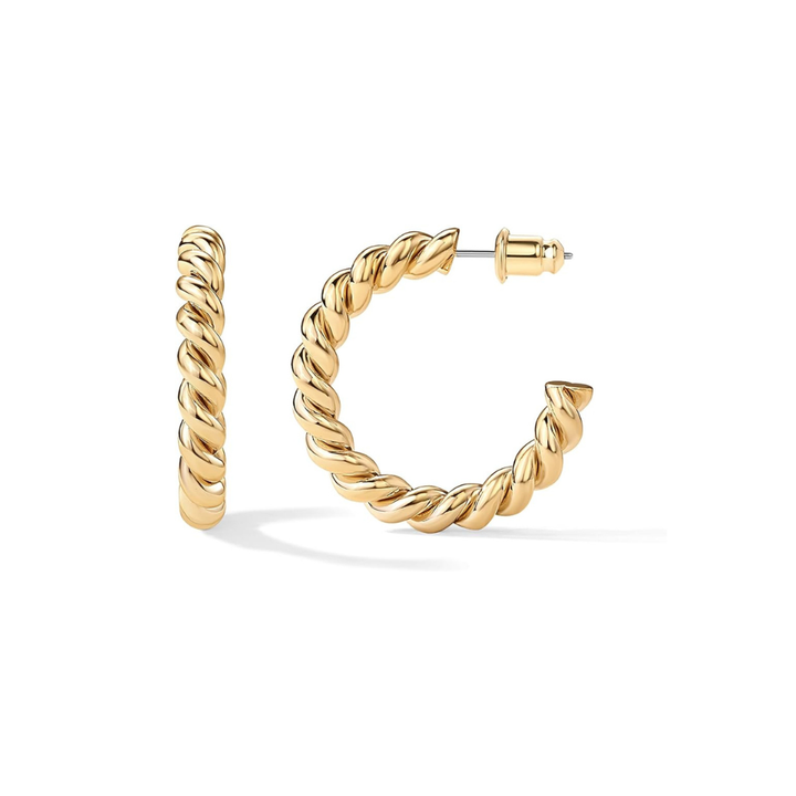 Twisted hoop earrings | Gold