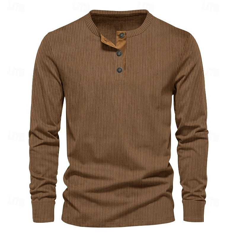 Anders™ | Men's Ribbed Long Sleeve Henley Shirt
