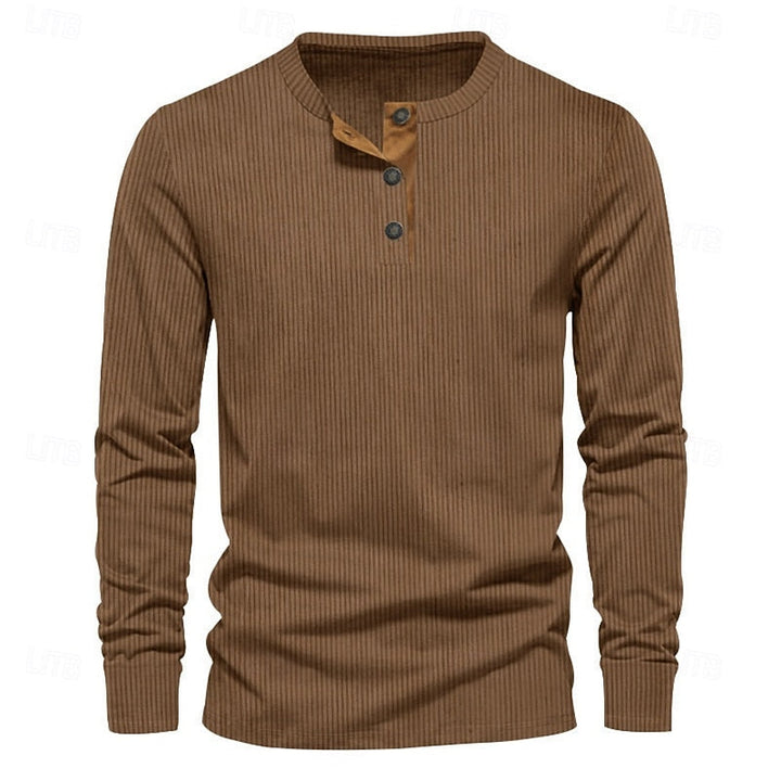 Anders™ | Men's Ribbed Long Sleeve Henley Shirt