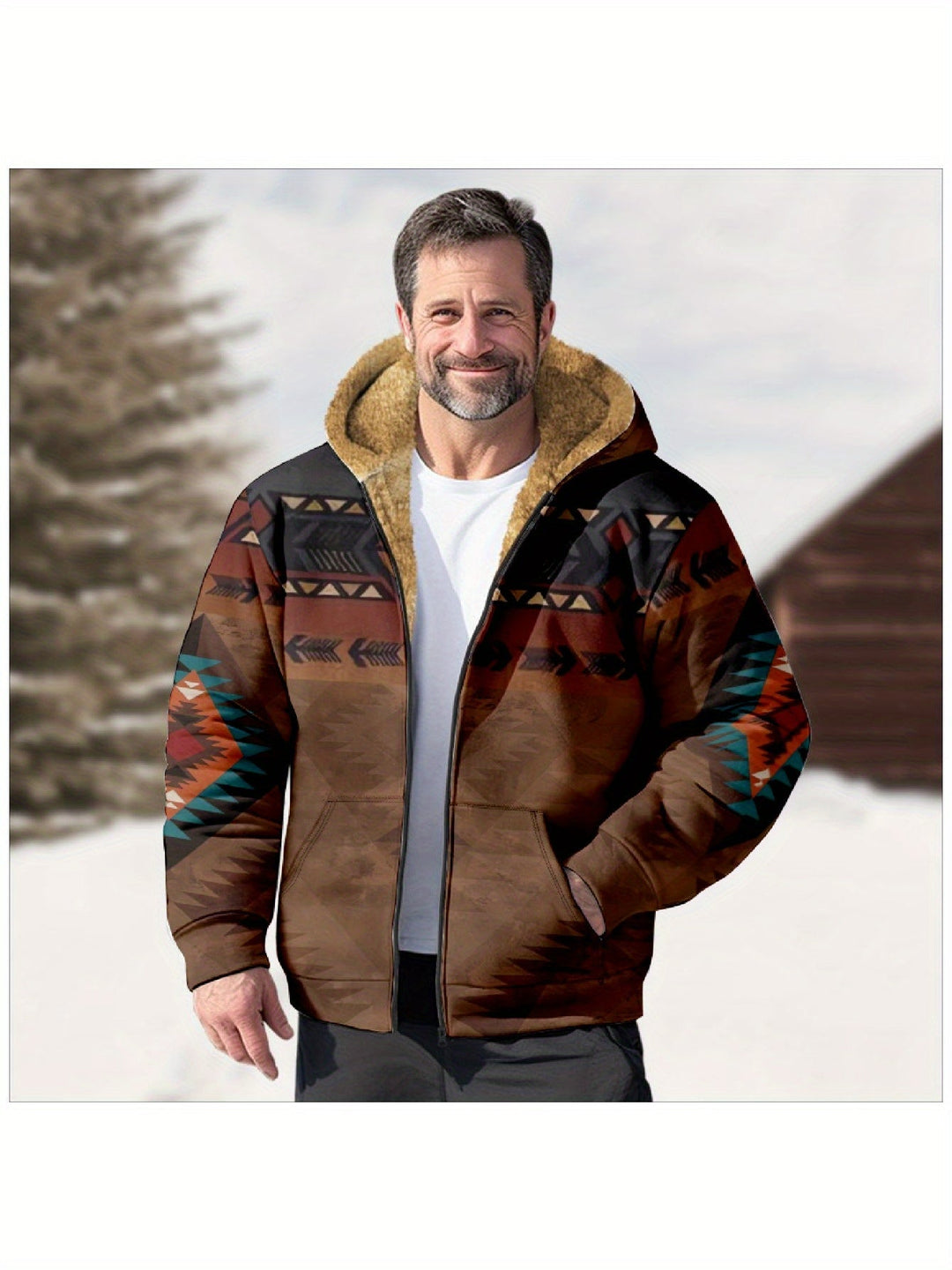 Braxton™ | Men's Southwestern Hooded Zip Jacket with Plush Lining