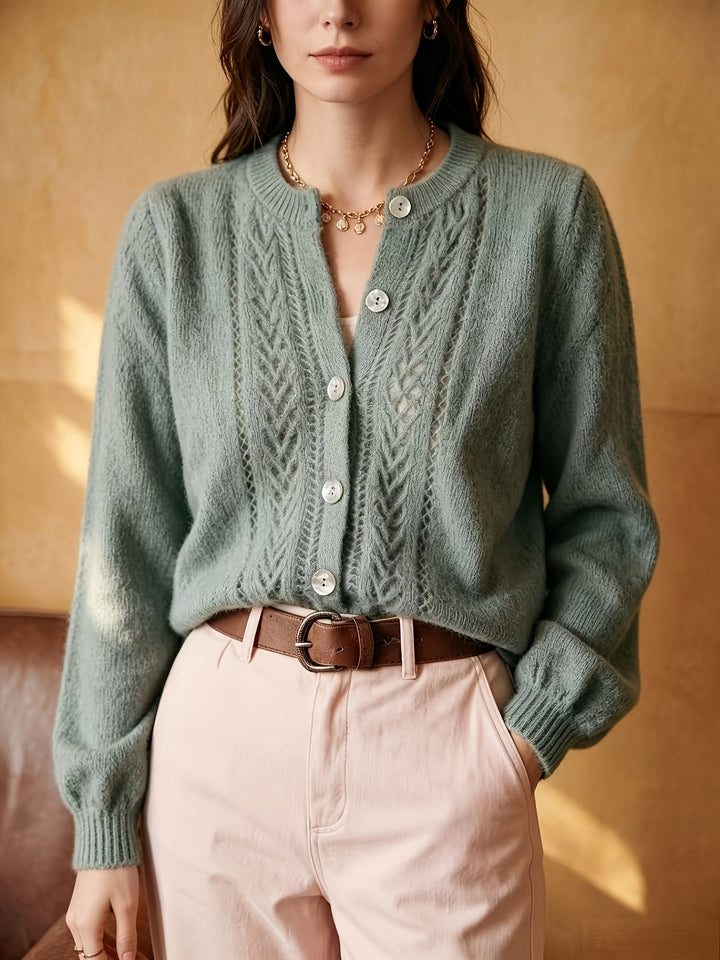 Jacinta™ | Women's Textured Open Knit Button Front Cardigan