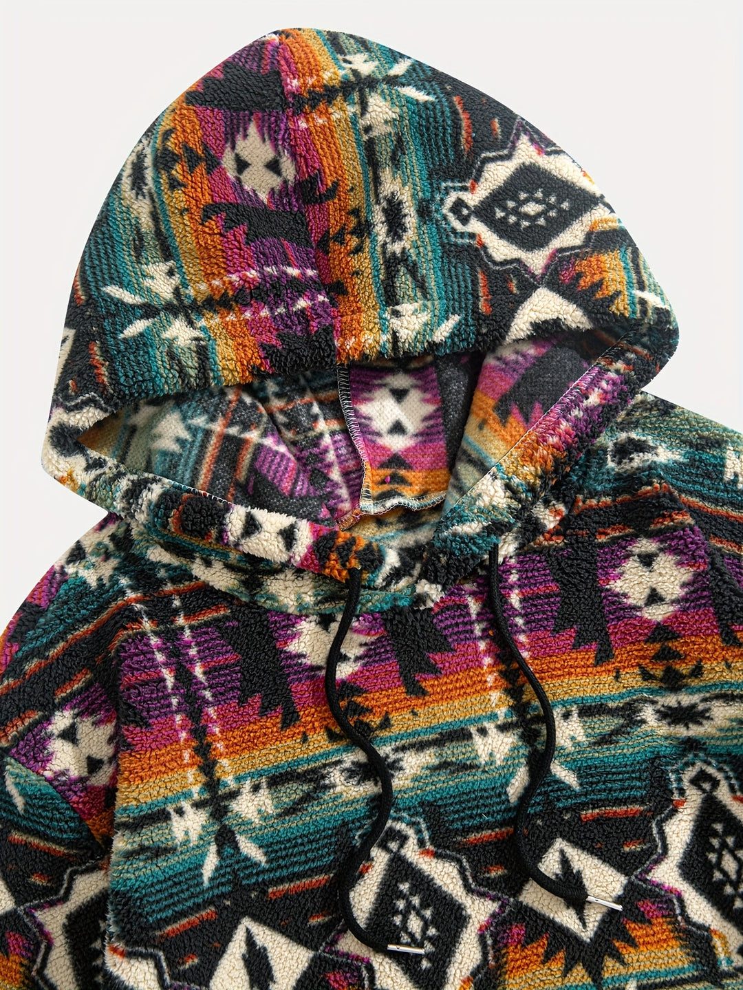 Wesley™ | Men's Aztec Pattern Plush Hoodie with Front Pocket