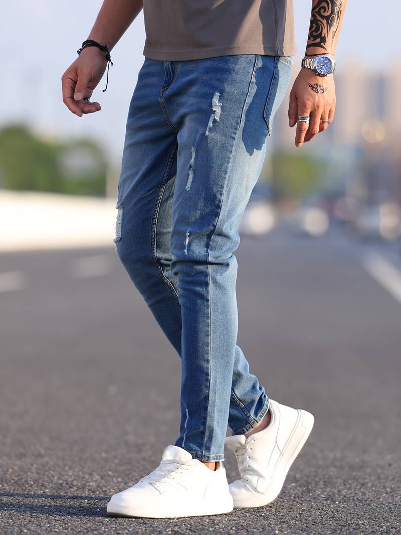 Dario™ | Men's Slim Stretch Jeans with Distressed Details