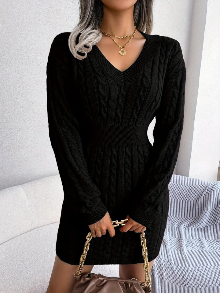 Emmeline™ | Women's Cable-Knit Peplum Sweater Dress