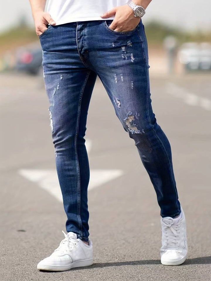 Dario™ | Men's Slim Stretch Jeans with Distressed Details