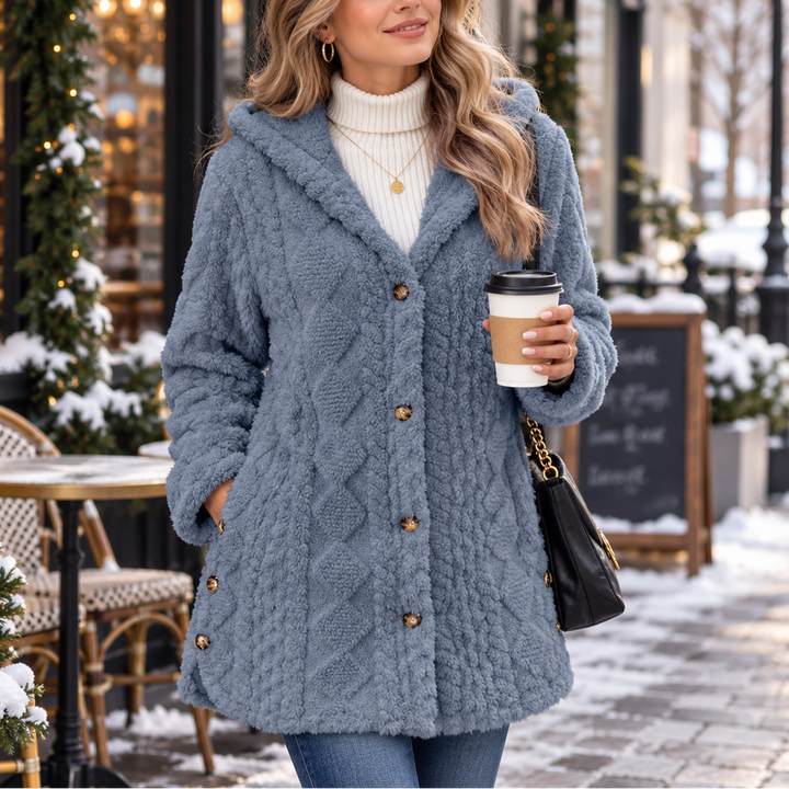 Roseline™ | Women's Hooded Button Front Cardigan with Textured Knit