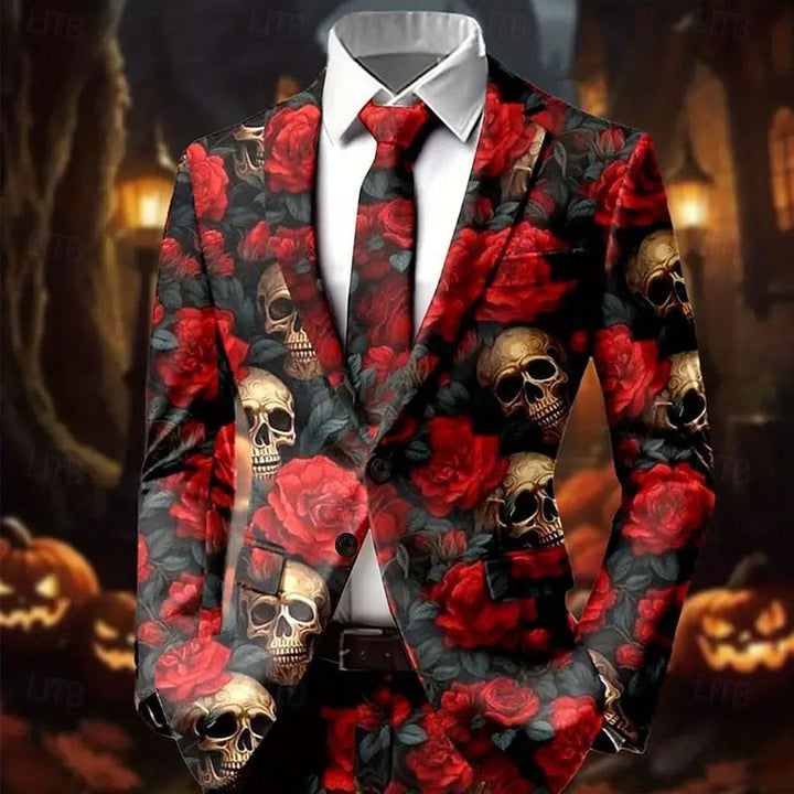 Auden™ | Men's Halloween Skull and Rose Print Blazer