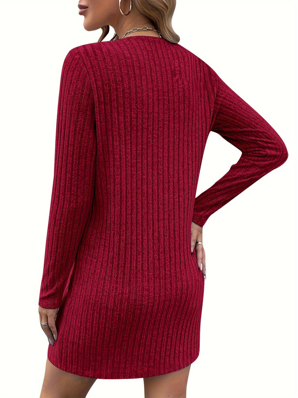 Clementine™ | Women's Zip-Neck Ribbed Sweater Dress