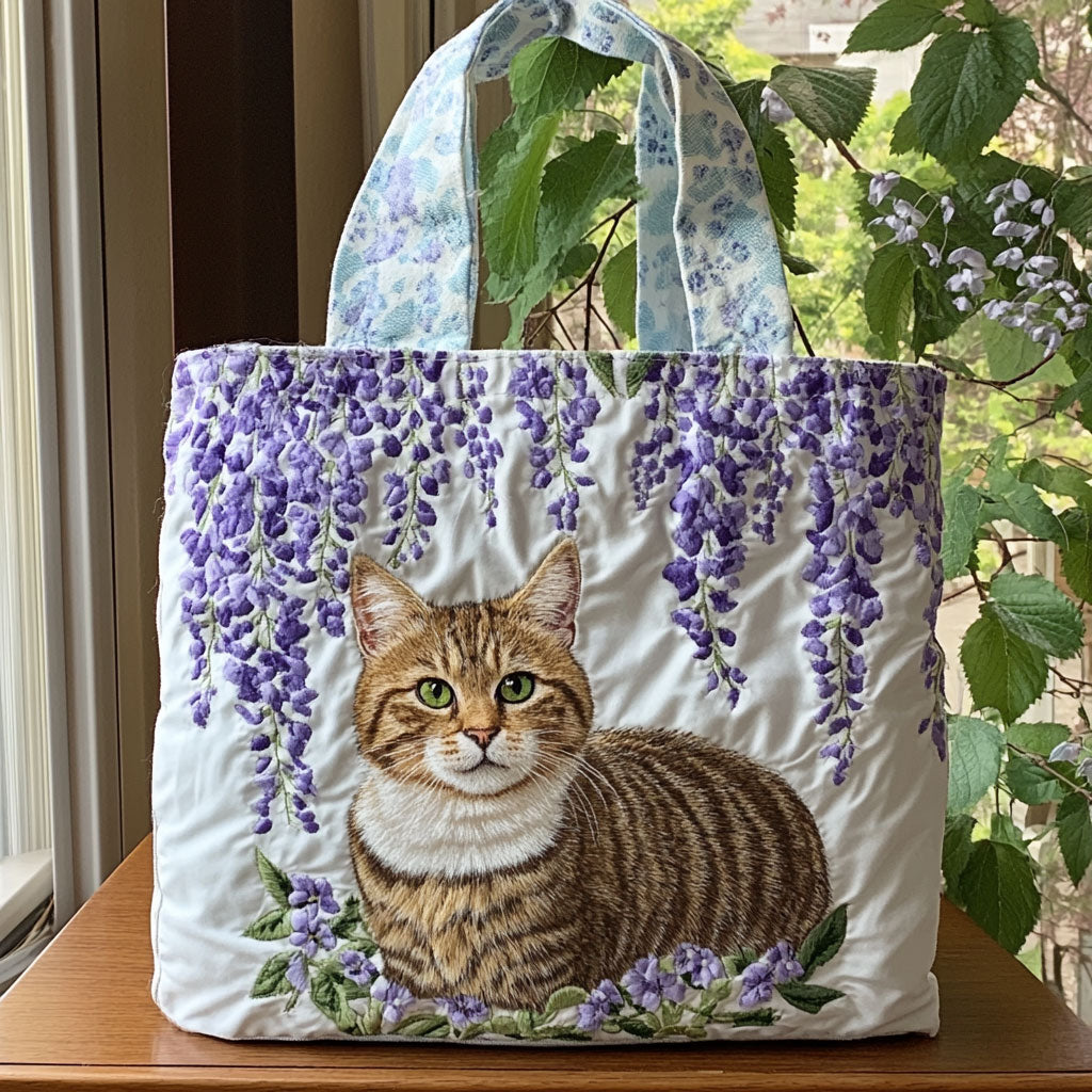 Lavender Whiskers Quilted Tote Bag