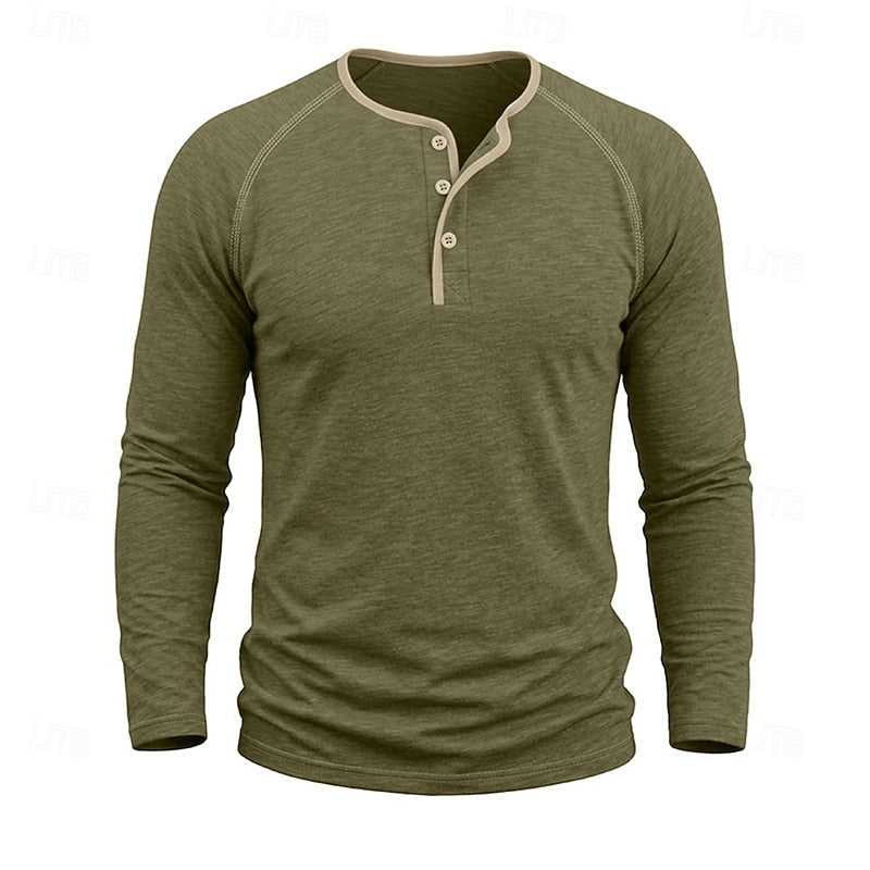 Bennett™ | Men's Raglan Sleeve Button Henley Shirt