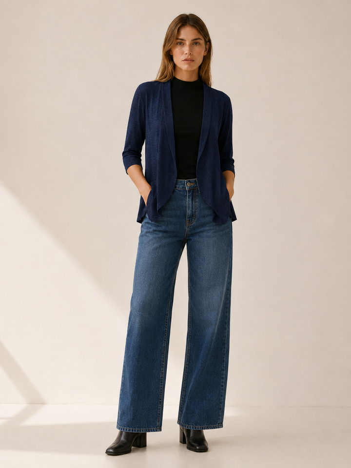 Eira™ | Eyelet Cardigan with Three-Quarter Sleeves