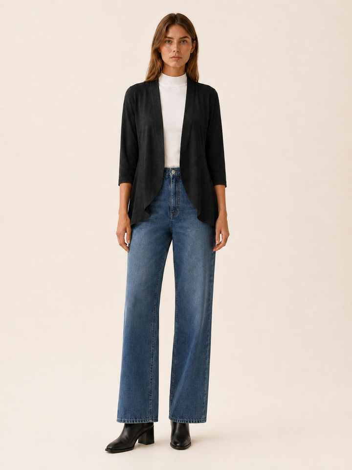Eira™ | Eyelet Cardigan with Three-Quarter Sleeves