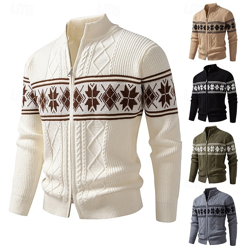 Remington™ | Men's Fair Isle Stand Collar Zip Cardigan
