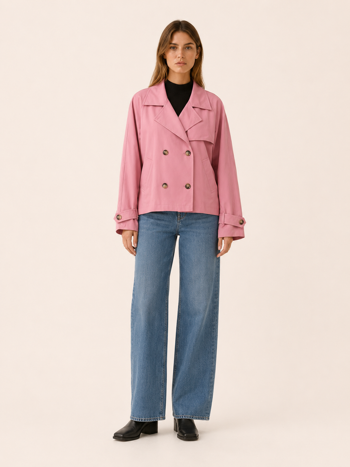 Eloisa™ | Short Trench Coat in Rose