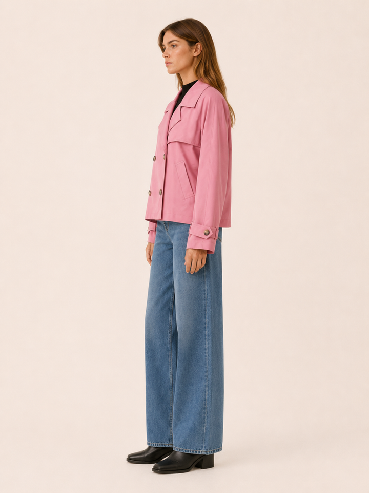 Eloisa™ | Short Trench Coat in Rose