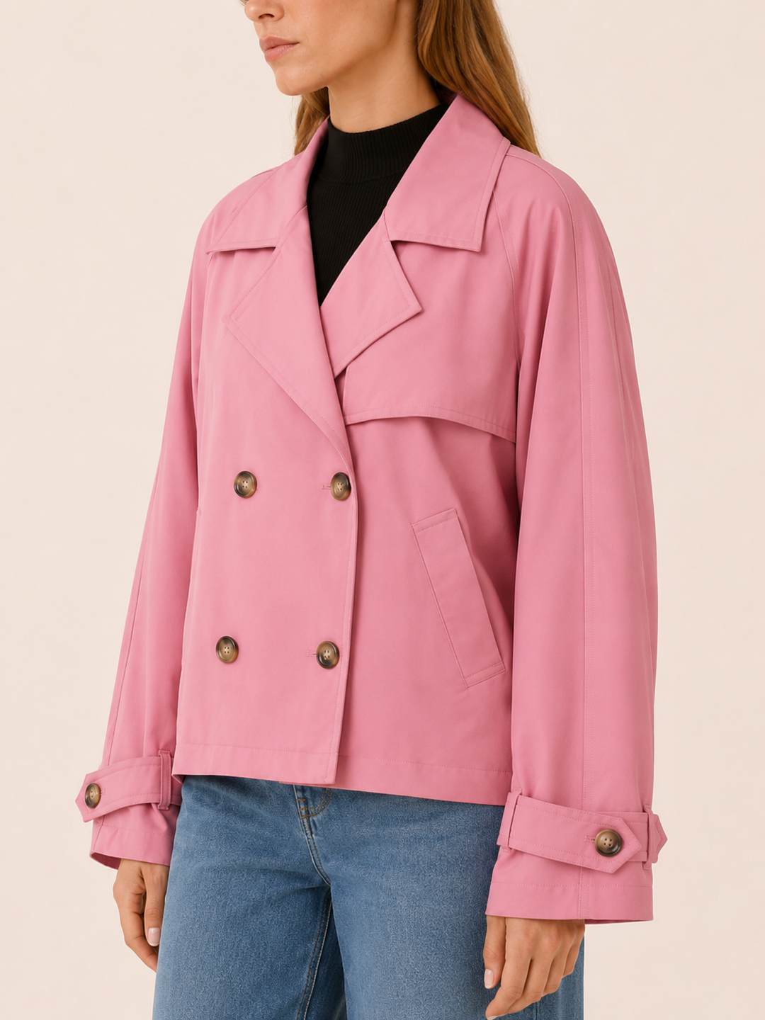 Eloisa™ | Short Trench Coat in Rose