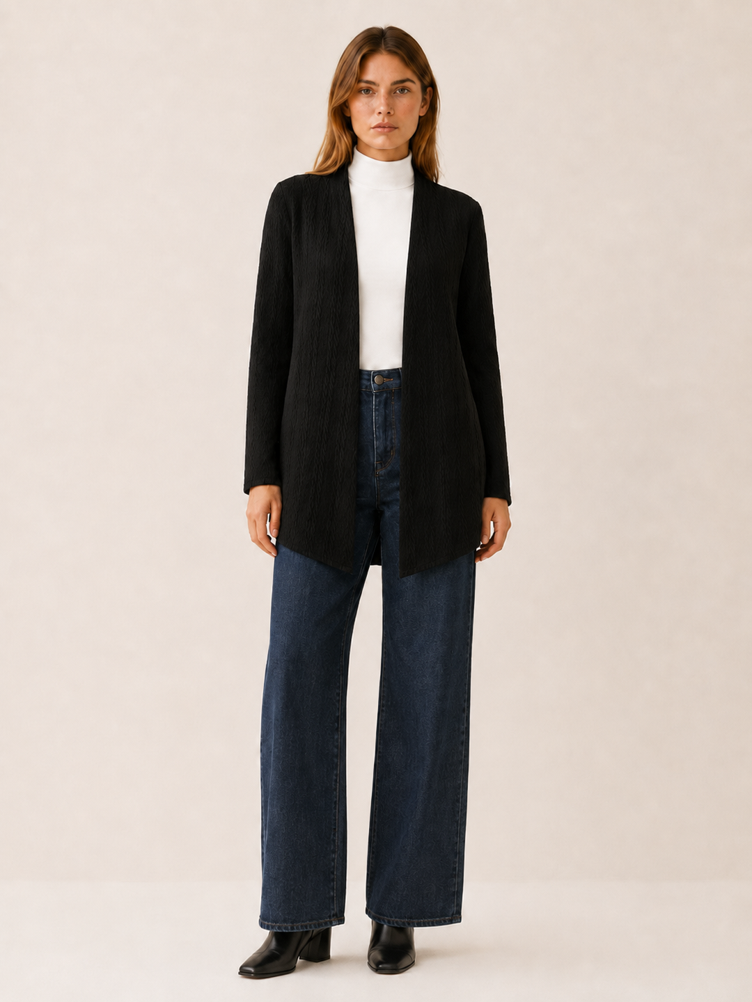 Elowen™ | Draped-Hem Open-Front Longline Cardigan