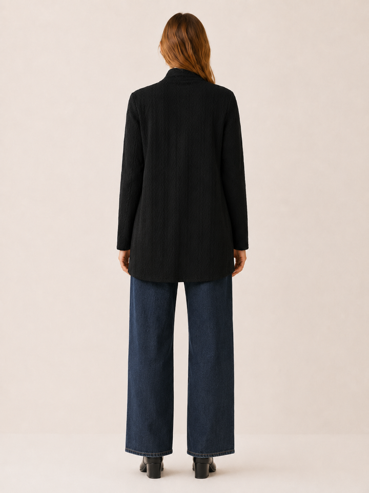 Elowen™ | Draped-Hem Open-Front Longline Cardigan